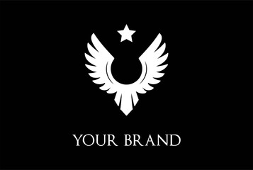 Fototapeta premium Vintage Retro Simple Eagle Hawk Falcon Phoenix Wing Bird Badge Emblem Logo Design Vector