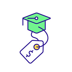 Paid internship program for students RGB color icon. Online courses, trainings. Isolated vector illustration. Fully-paid scholarship. Opportunities for college graduates simple filled line drawing