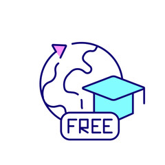 Free international internship program RGB color icon. Covering expenses by financial aid. Isolated vector illustration. Gaining fully-funded internship opportunity simple filled line drawing