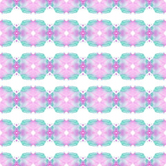 Watercolor abstract seamless pattern delicate purple with blue spots. Hand drawn illustration background. White ornaments with lilac bubbles. Texture kaleidoscope. Wallpaper, textile design.