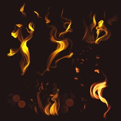 Fire flame element vector set