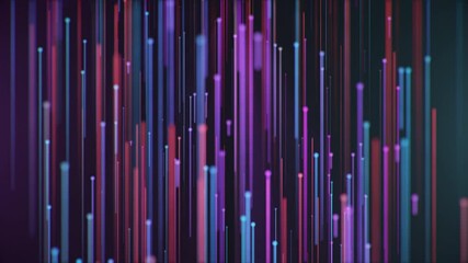 Seamless animation of vertical moving glowing lines. Neon lines form data stream, high speed internet, ultraviolet effect. Data flow. 4K Loop-able animation - Powered by Adobe