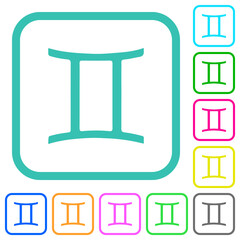 Gemini zodiac symbol vivid colored flat icons