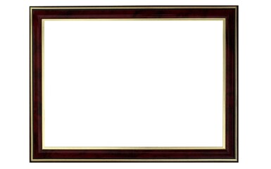Insulated wooden brown frame with gold edging