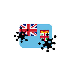 Fiji hit by Coronavirus. Covid-19 impact nationwide. Virus attack on Fiji flag concept illustration on white background
