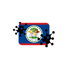 Belize hit by Coronavirus. Covid-19 impact nationwide. Virus attack on Belize flag concept illustration on white background
