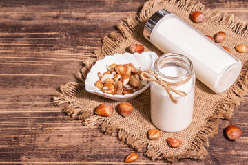 Homemade vegan roasted hazelnut milk in a glass