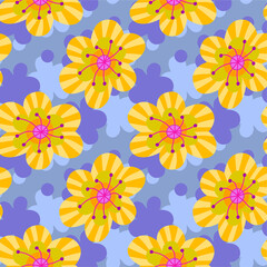 Fototapeta na wymiar Floral yellow summer seamless pattern