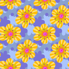 Floral yellow summer seamless pattern