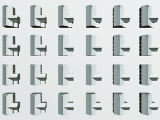 Background with many houses. View from above. 3D. Vector illustration