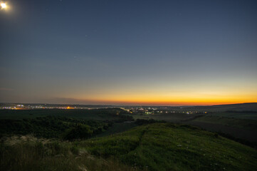 Fototapeta premium Beautiful summer landscape, sunrise in the countryside