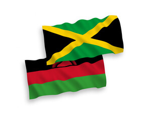 Flags of Malawi and Jamaica on a white background
