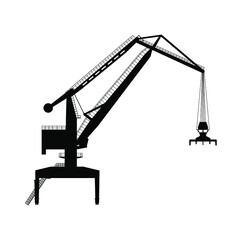 Silhouette of a crane isolated on a white background. Vector illustration