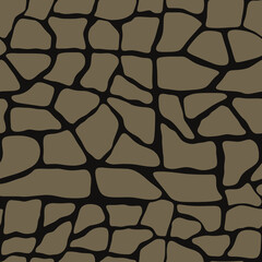 Giraffe pattern on a black background. Spots. Vector. Endless print.