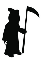 Silhouette of death with a scythe on a white background. Isometric view. Vector illustration.
