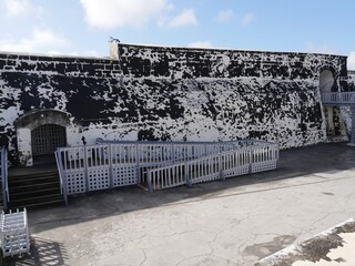 Formidable walls of Fort Charlotte, an 18th century fortress at Nassau, Bahamas.