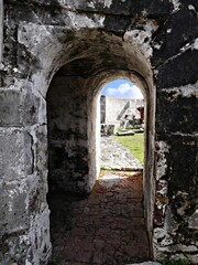 Concrete doors and passages inside Fort Charlotte in Nassau, Bahamas.