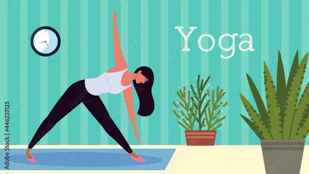 Canvas Prints young woman practicing yoga character