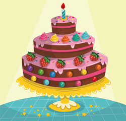 Vector illustration of a birthday cake.