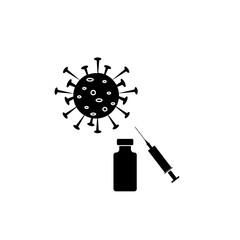 Obraz premium Covid-19 coronavirus vaccine. Syringe and vaccine vial flat icons.