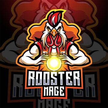 Rooster Mage Esport Mascot Logo Design