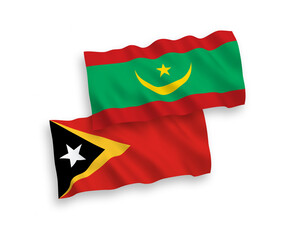 Flags of Islamic Republic of Mauritania and East Timor on a white background