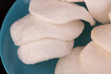 rice chips with crushed shrimp added
