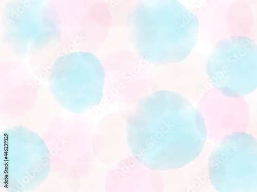 水色 ピンク ベージュの水玉模様 水彩画の明るいイメージの壁紙 Abstract Wall Mural Abstra Scenes Works