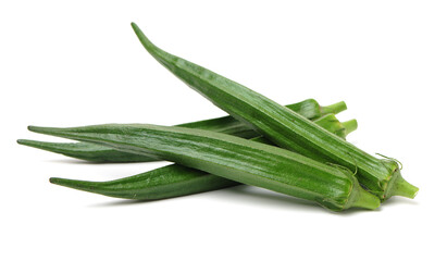 Fresh young okra isolated on white background