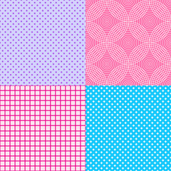 Set of seamless background. Starry patterns. Abstract geometric wallpaper of the surface. Dotted texture. Print for polygraphy, posters, t-shirts and textiles. Doodles for design