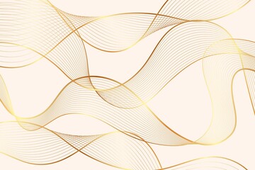 Gradient Golden Linear Background With Abstract Transparent Waves