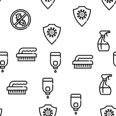 Sanitation Accessories Vector Seamless Pattern Thin Line Illustration