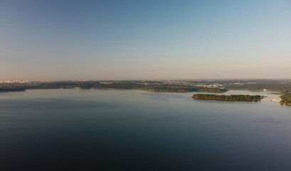 Water and sky for background. Aerial view of clean panoramic summer landscape