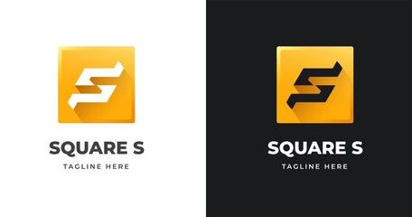 Letter S logo design template with square shape style