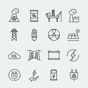 electricity vector icon set hydro recycle radiation electric power icon