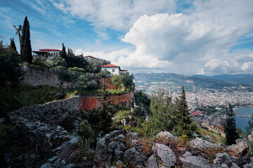 Beautiful view of old village in mountains, Alanya, Turkey.