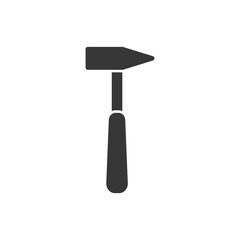 Hammer icon. Black hummer silhouette. Work repair tool. Vector illustration isolated on white.
