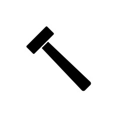 Hammer icon. Black hummer silhouette. Work repair tool. Vector illustration isolated on white.