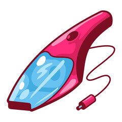 Red car vacuum cleaner vector cartoon illustration isolated on a white background.