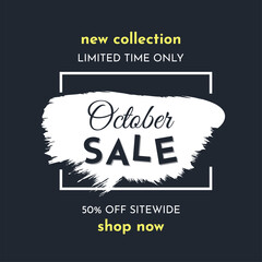 October Sale Poster on a Dark Background. Autumn Special Offer. Limited Time Only