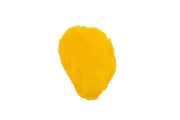Dry tasty mango slices isolated on a white background.