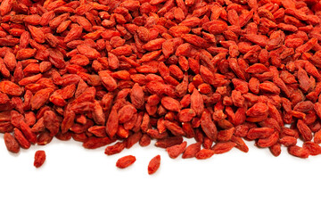 Red berries goji isolated on a white background.