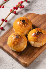 Moon cake yolk pastry for Mid-Autumn Festival holiday.