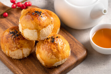 Moon cake yolk pastry for Mid-Autumn Festival holiday.