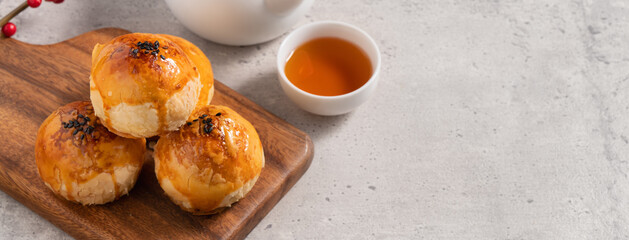 Moon cake yolk pastry for Mid-Autumn Festival holiday.