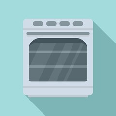 Convection oven icon flat vector. Electric kitchen stove