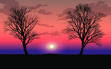 Naklejka na ściany i meble tree silhouette at sunset