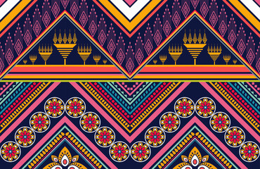 Geometric ethnic pattern vector background. seamless pattern traditional, Design for background, wallpaper, Batik, fabric, carpet, clothing, wrapping, and textile.colorful ethnic pattern illustration.