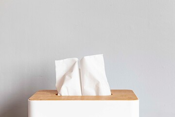 Square white wooden box for tissue paper towels