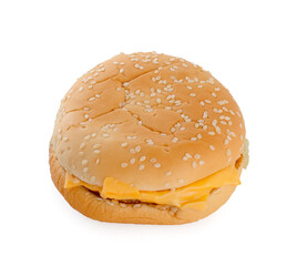 Close-up BBQ Beef berger cheese and fresh vegetable.